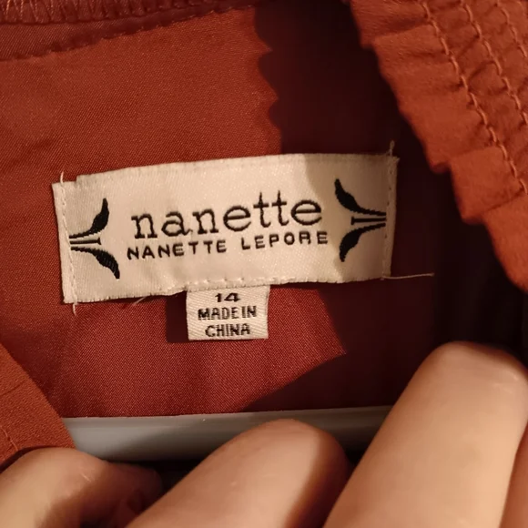 Nanette‎ Lepore Pumpkin Spice Pleated Chiffon Dress Sleeveless Smocked Waisted - Picture 9 of 12